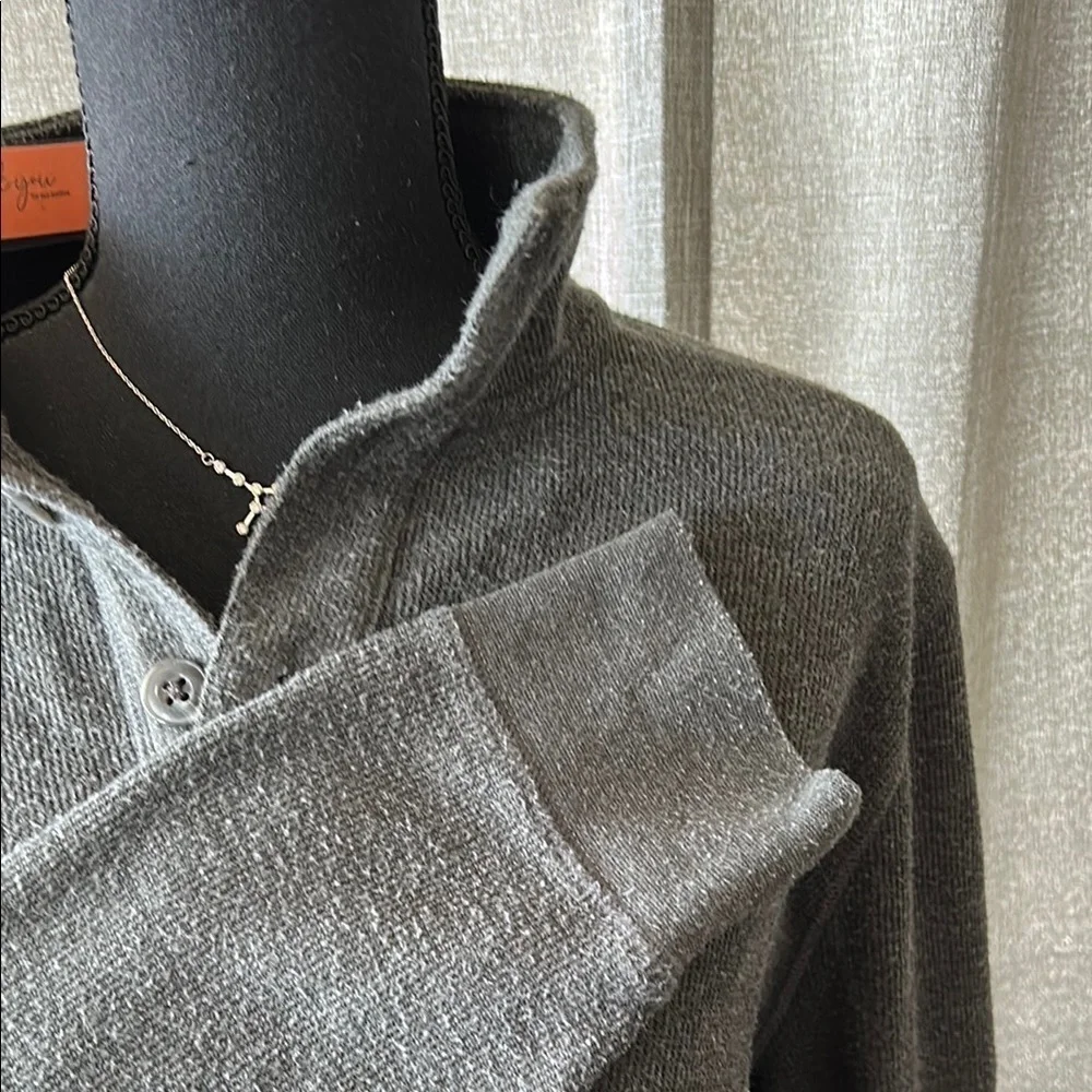 Banana Republic Gray Zip Up Sweater with Stand-Up Collar